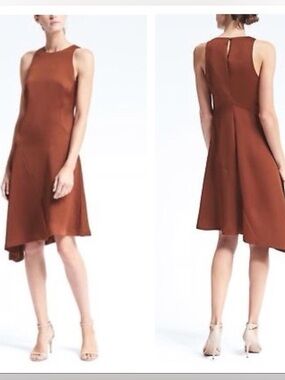 Banana Republic Rust Brown Asymmetrical Sleeveless Dress